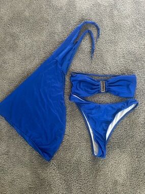 SHEIN Royal Blue Triangle Bikini 3-pc. Set